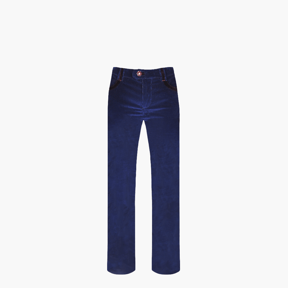 Blue & Burgundy Crown Jeans - Angelo Galasso - Luxury Italian Menswear London