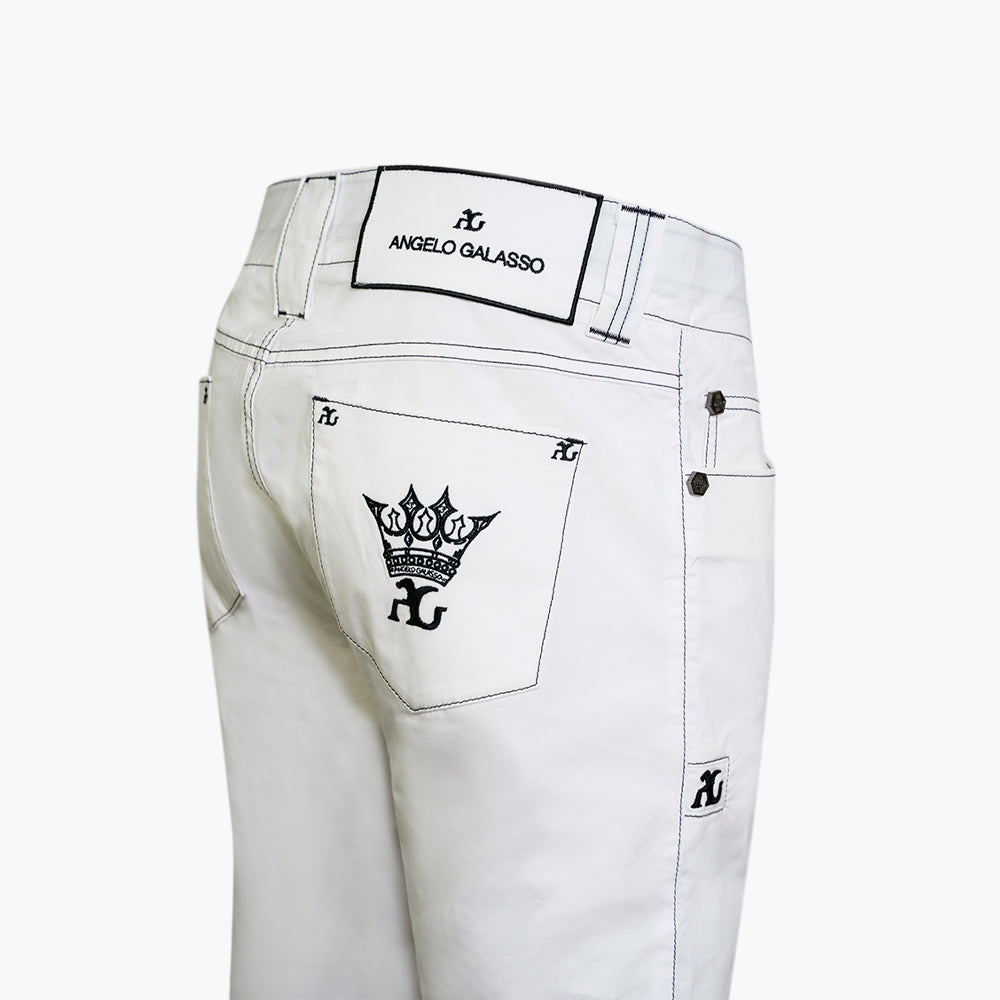 White & Black Crown Cotton Jeans – AG24WJJNS04