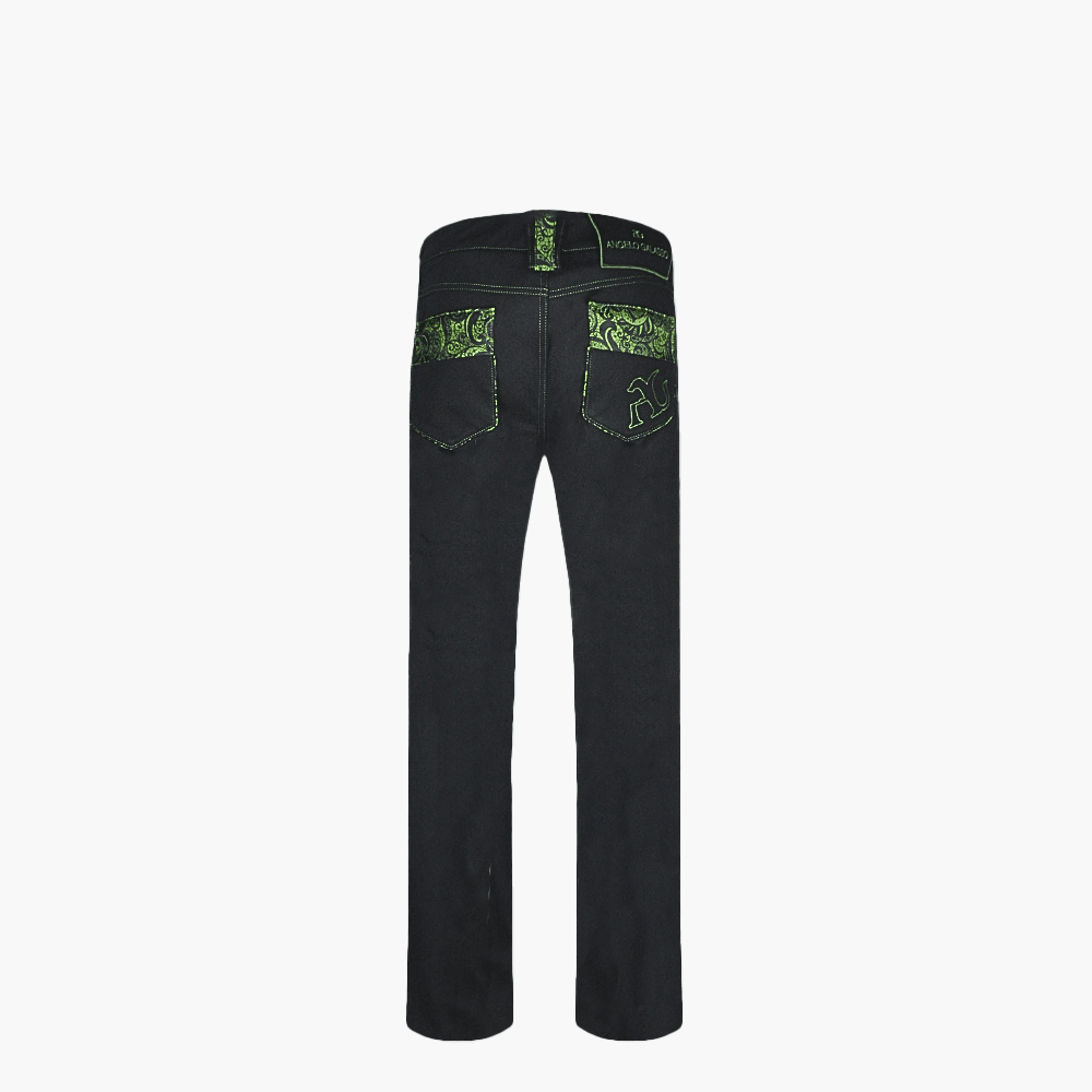 Black AG Macrame Jeans with Silk Inserts - Angelo Galasso - Luxury Italian Menswear London