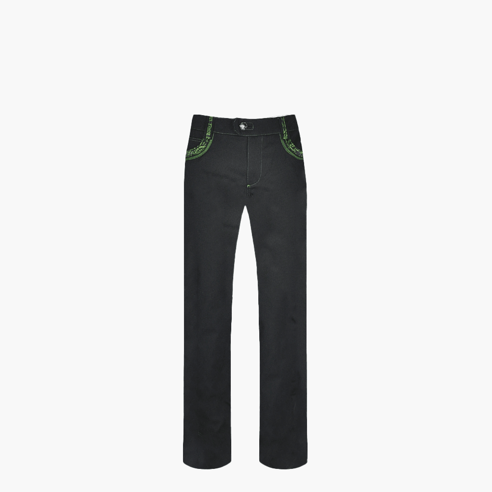 Black AG Macrame Jeans with Silk Inserts - Angelo Galasso - Luxury Italian Menswear London