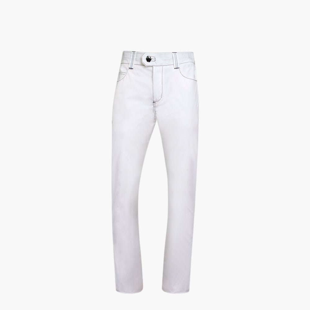 White & Black Crown Cotton Jeans - Angelo Galasso - Luxury Italian Menswear London