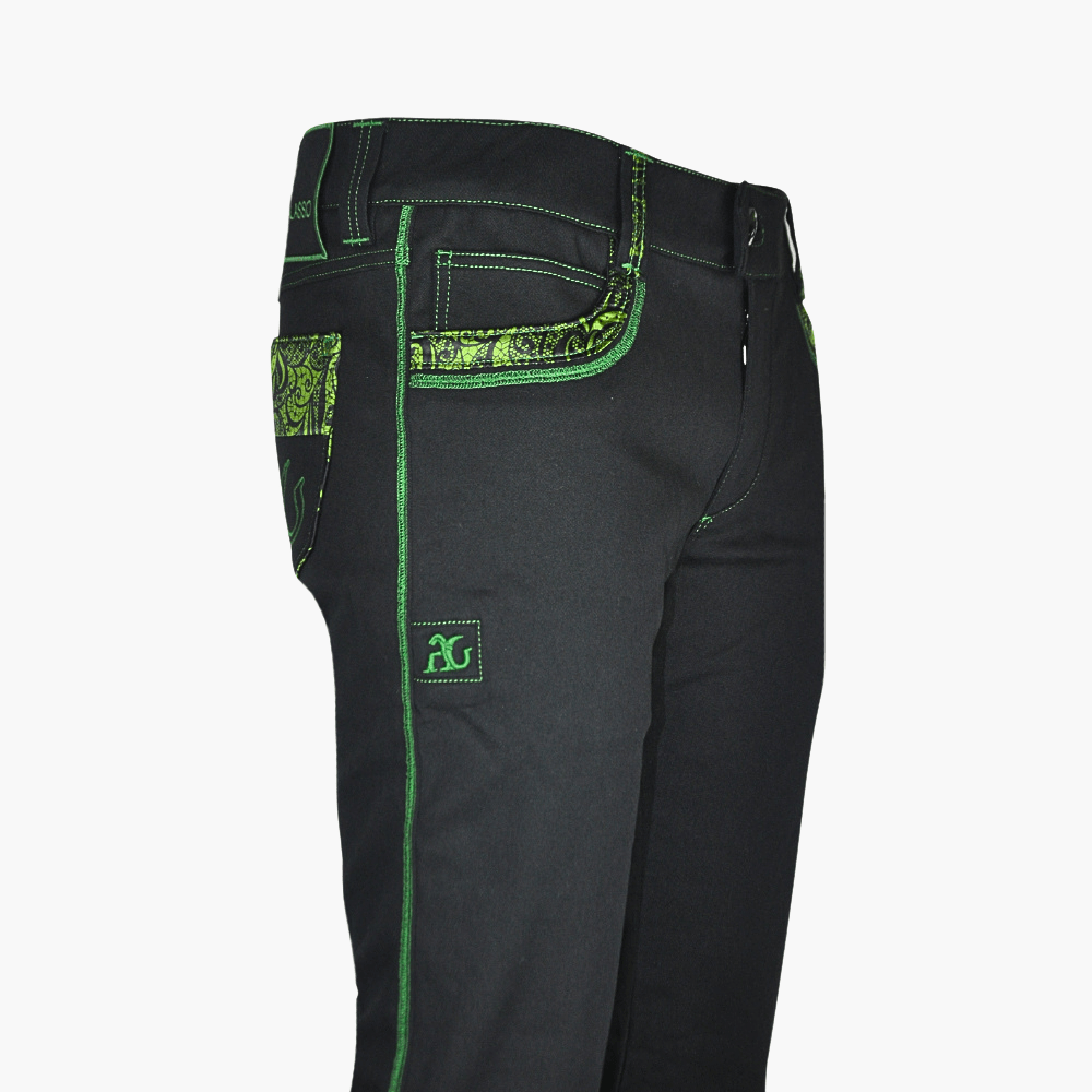 Black AG Macrame Jeans with Silk Inserts - Angelo Galasso - Luxury Italian Menswear London