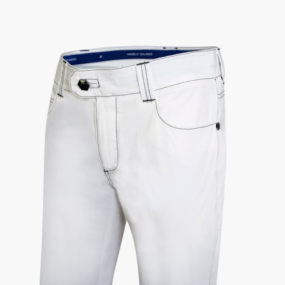 White & Black Crown Cotton Jeans - Angelo Galasso - Luxury Italian Menswear London