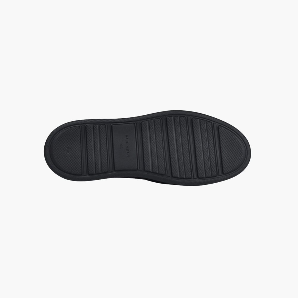 Black & Grey Woven Calf Leather Slip-on Shoes - AG24WSCAF01