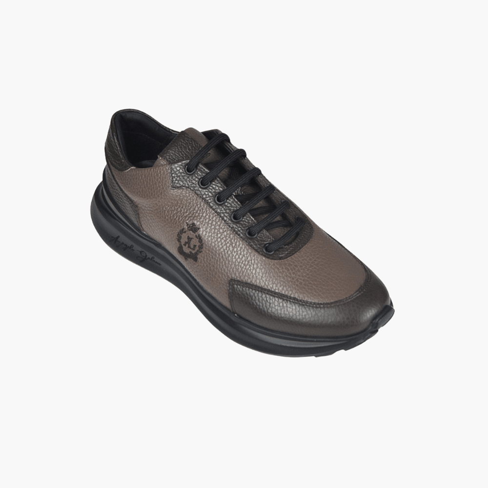 Brown Alloro Leather Trainers - Angelo Galasso - Luxury Italian Menswear London