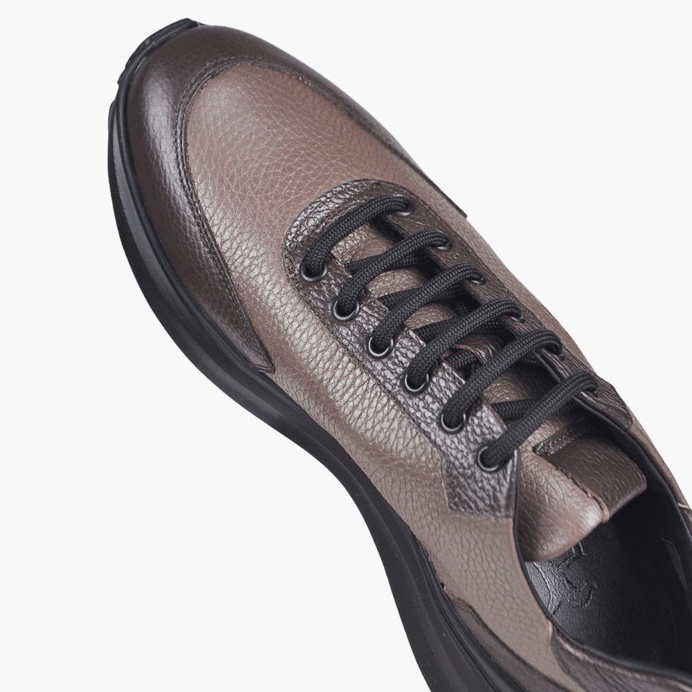 Brown Alloro Leather Trainers - Angelo Galasso - Luxury Italian Menswear London