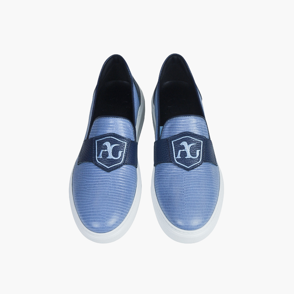 Blue & Celeste Calf Leather Slip-on Shoes - AG24WSCAF03