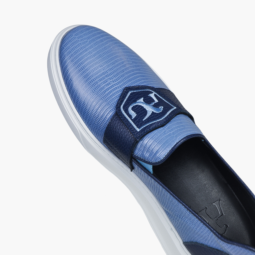 Blue & Celeste Calf Leather Slip-on Shoes - AG24WSCAF03