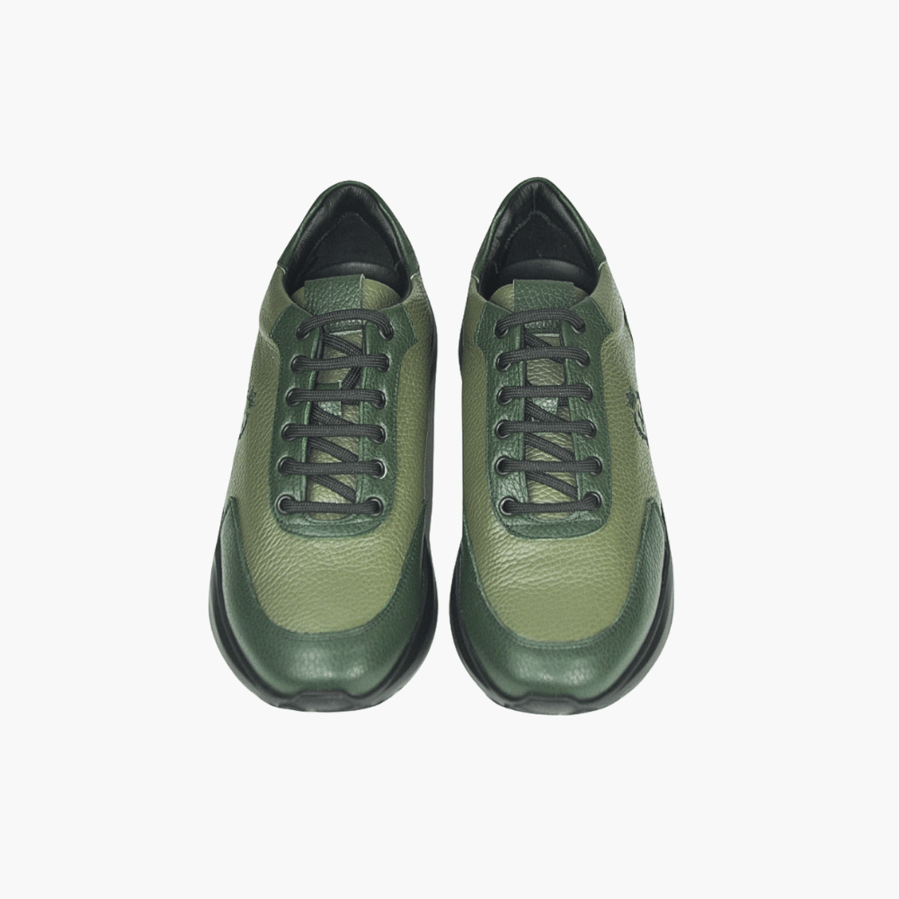 Green Alloro Leather Trainers - Angelo Galasso - Luxury Italian Menswear London
