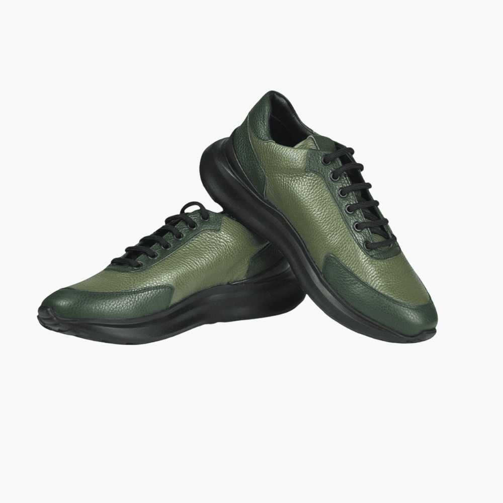 Green Alloro Leather Trainers - Angelo Galasso - Luxury Italian Menswear London