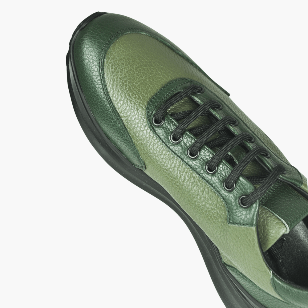 Green Alloro Leather Trainers - Angelo Galasso - Luxury Italian Menswear London