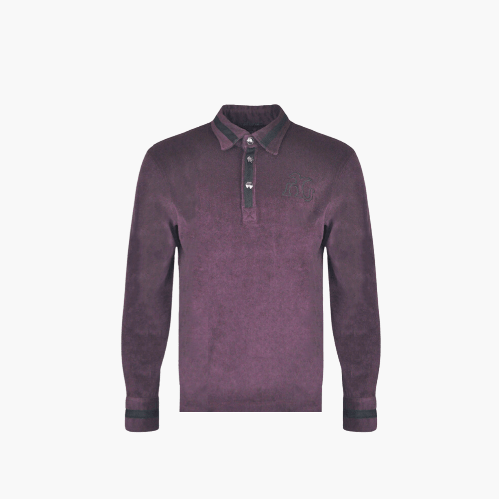Burgundy Long Sleeves AG Polo - Angelo Galasso - Luxury Italian Menswear London