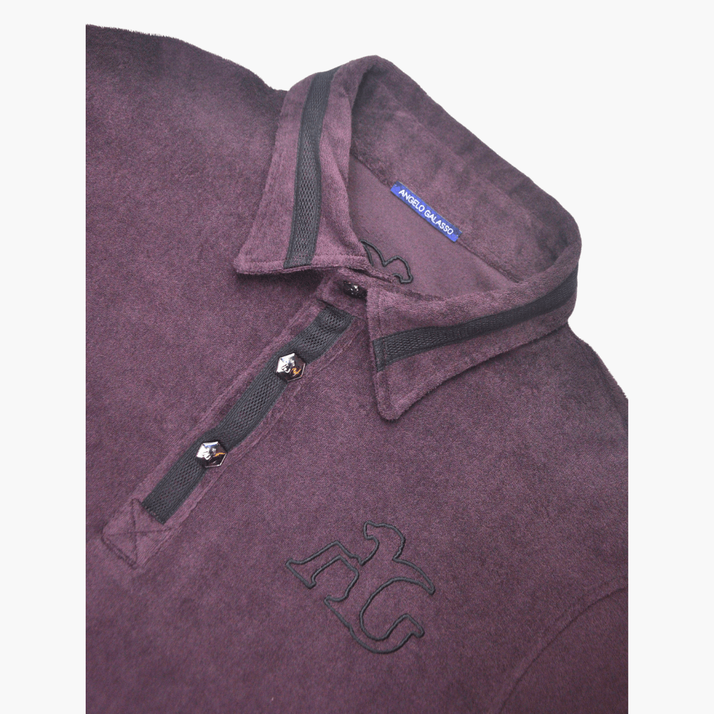 Burgundy Long Sleeves AG Polo - Angelo Galasso - Luxury Italian Menswear London