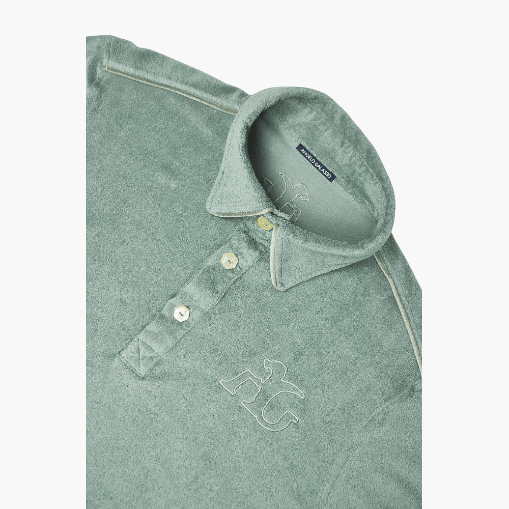Mint Green Long Sleeves AG Polo - Angelo Galasso - Luxury Italian Menswear London
