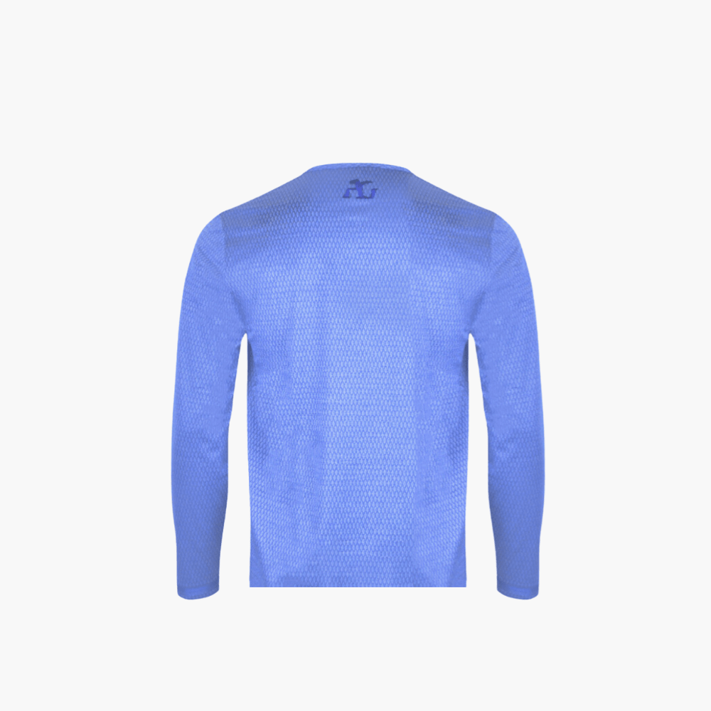 Blue Geometric Long-Sleeve Hexagonal T-Shirt - Angelo Galasso - Luxury Italian Menswear London