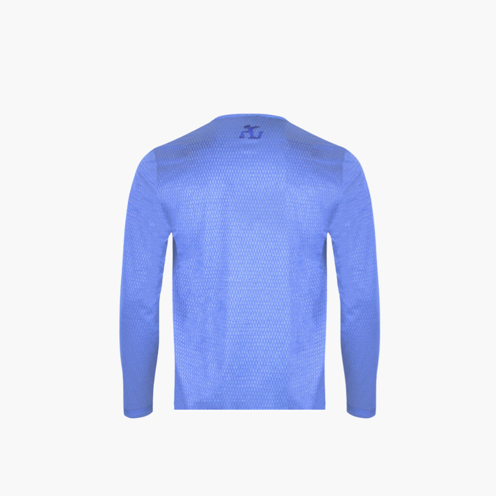 Blue Geometric Long-Sleeve Hexagonal T-Shirt- AG24WTTSH02