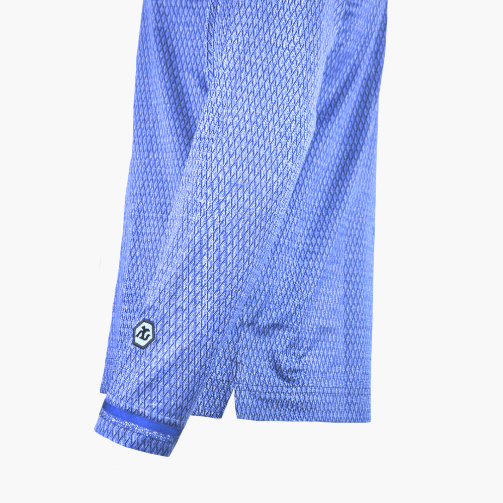Blue Geometric Long-Sleeve Hexagonal T-Shirt - Angelo Galasso - Luxury Italian Menswear London