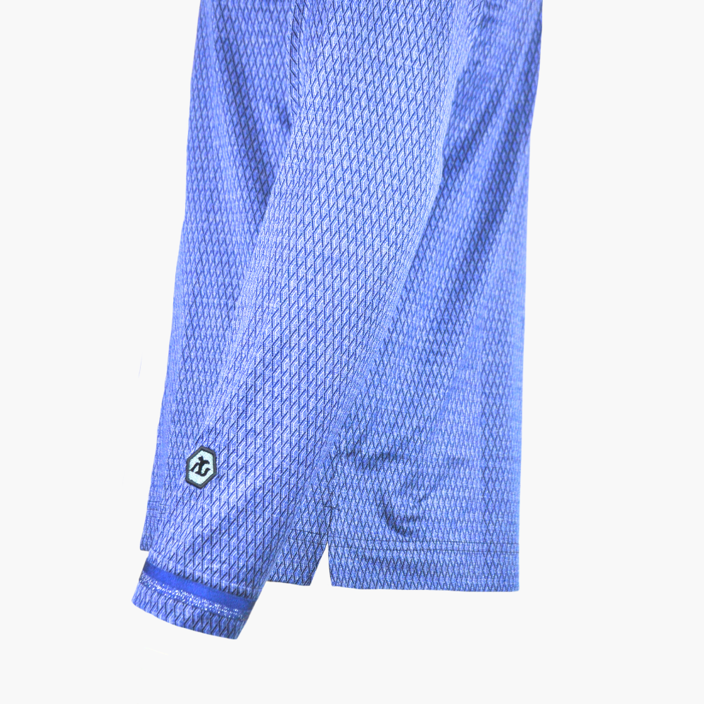 Blue Geometric Long-Sleeve Hexagonal T-Shirt- AG24WTTSH02