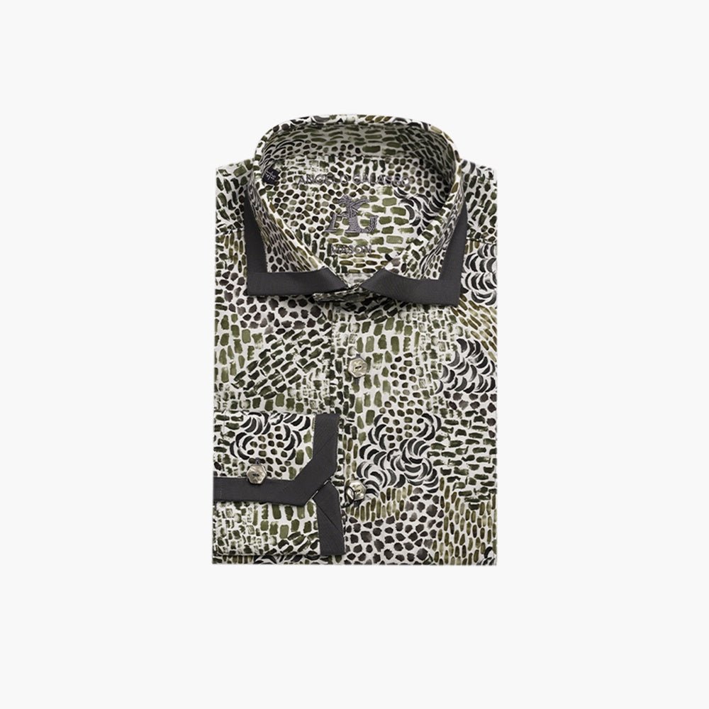 Olive Green Popeline Mason Shirt - Angelo Galasso - Luxury Italian Menswear London