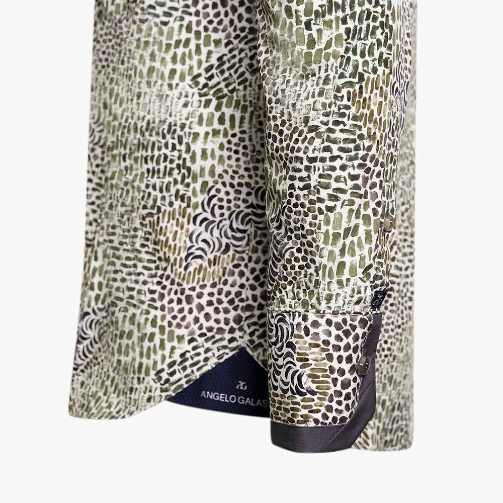 Olive Green Popeline Mason Shirt - Angelo Galasso - Luxury Italian Menswear London