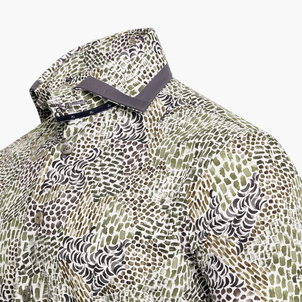 Olive Green Popeline Mason Shirt - Angelo Galasso - Luxury Italian Menswear London