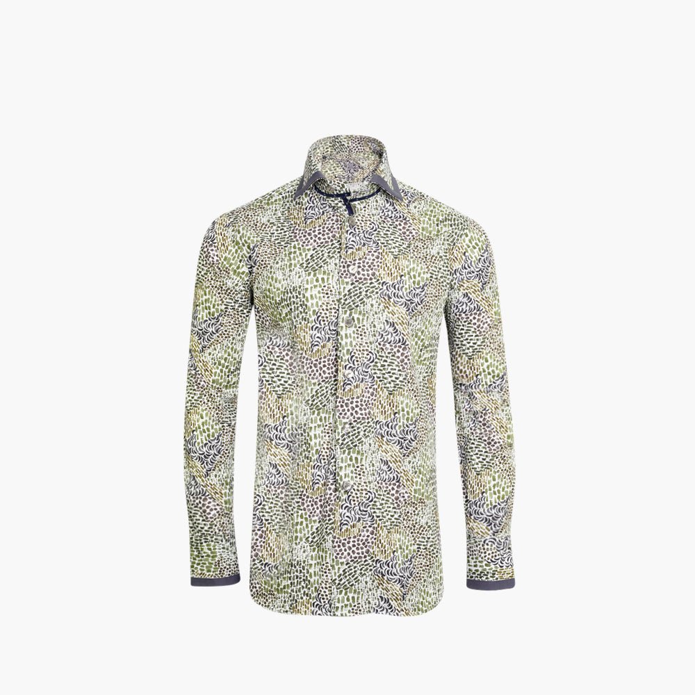 Olive Green Popeline Mason Shirt - Angelo Galasso - Luxury Italian Menswear London