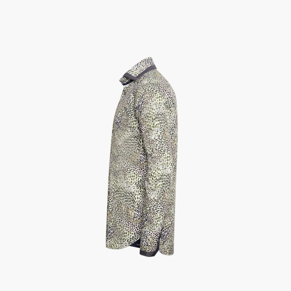 Olive Green Popeline Mason Shirt - Angelo Galasso - Luxury Italian Menswear London