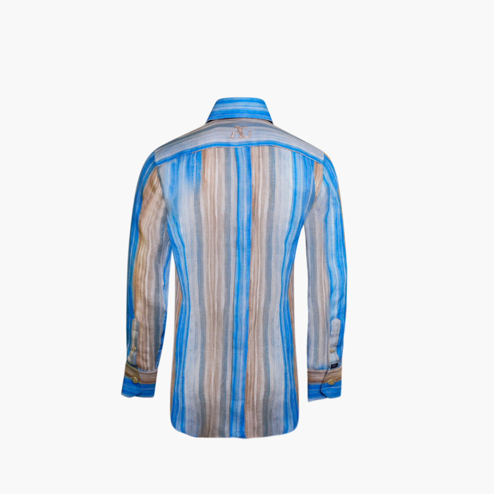 Beige & Blue Brushstroke Mason Shirt - AG25S1HAS02