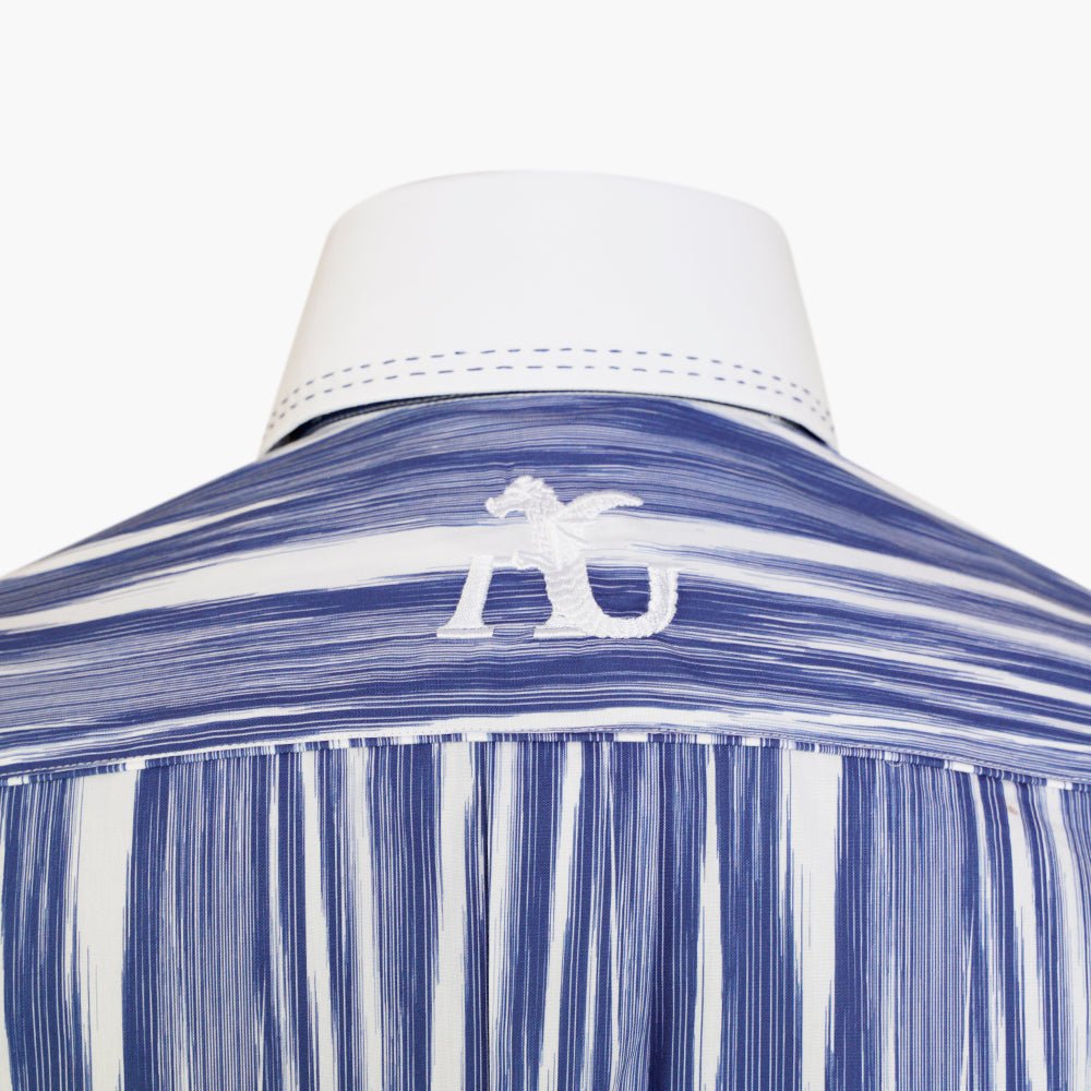 White & Blue Brushed Stripes Corleone Shirt - Angelo Galasso - Luxury Italian Menswear London