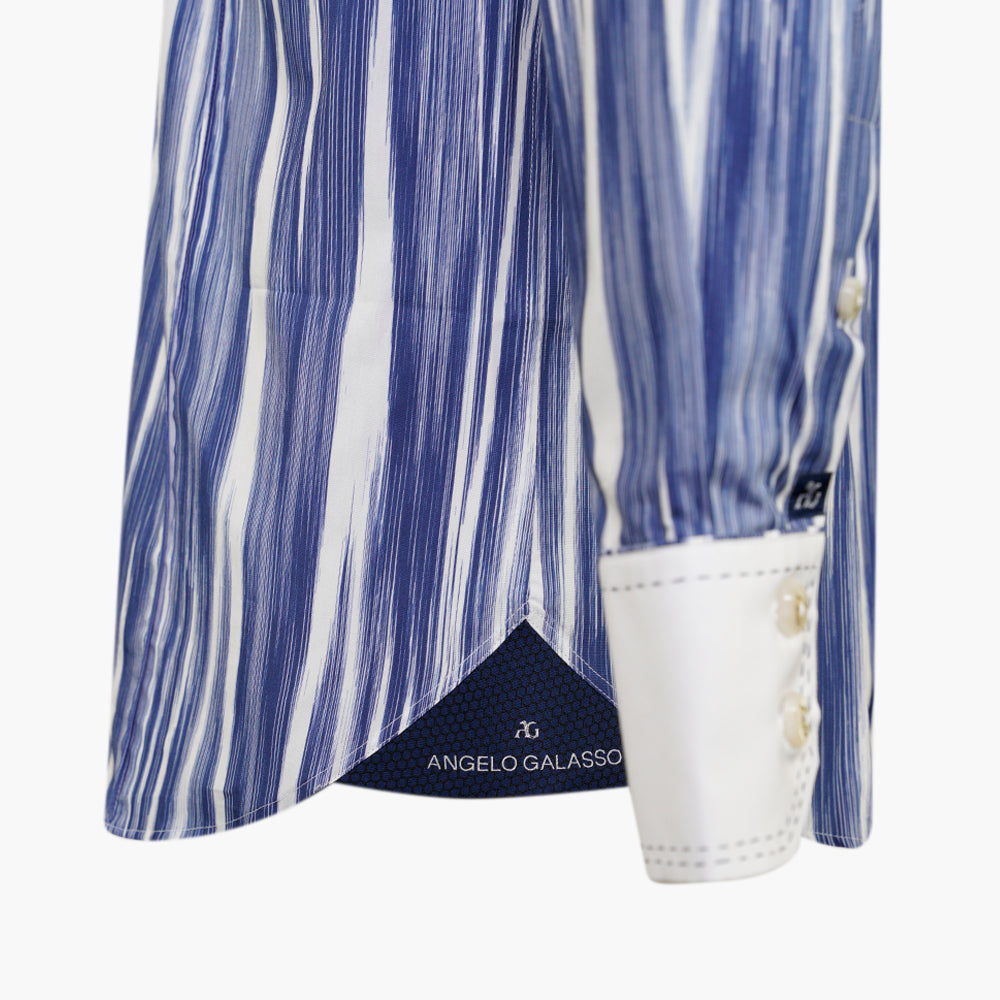 White & Blue Brushed Stripes Corleone Shirt -