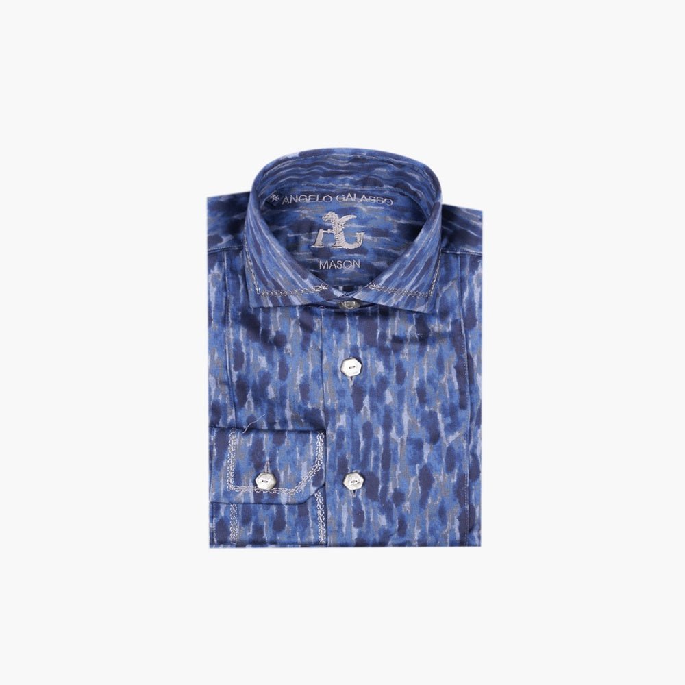 Angelo Galasso Blue Monport Mason Shirt - Angelo Galasso - Luxury Italian Menswear London