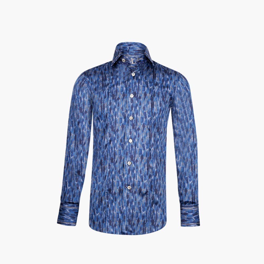 Angelo Galasso Blue Monport Mason Shirt - Angelo Galasso - Luxury Italian Menswear London