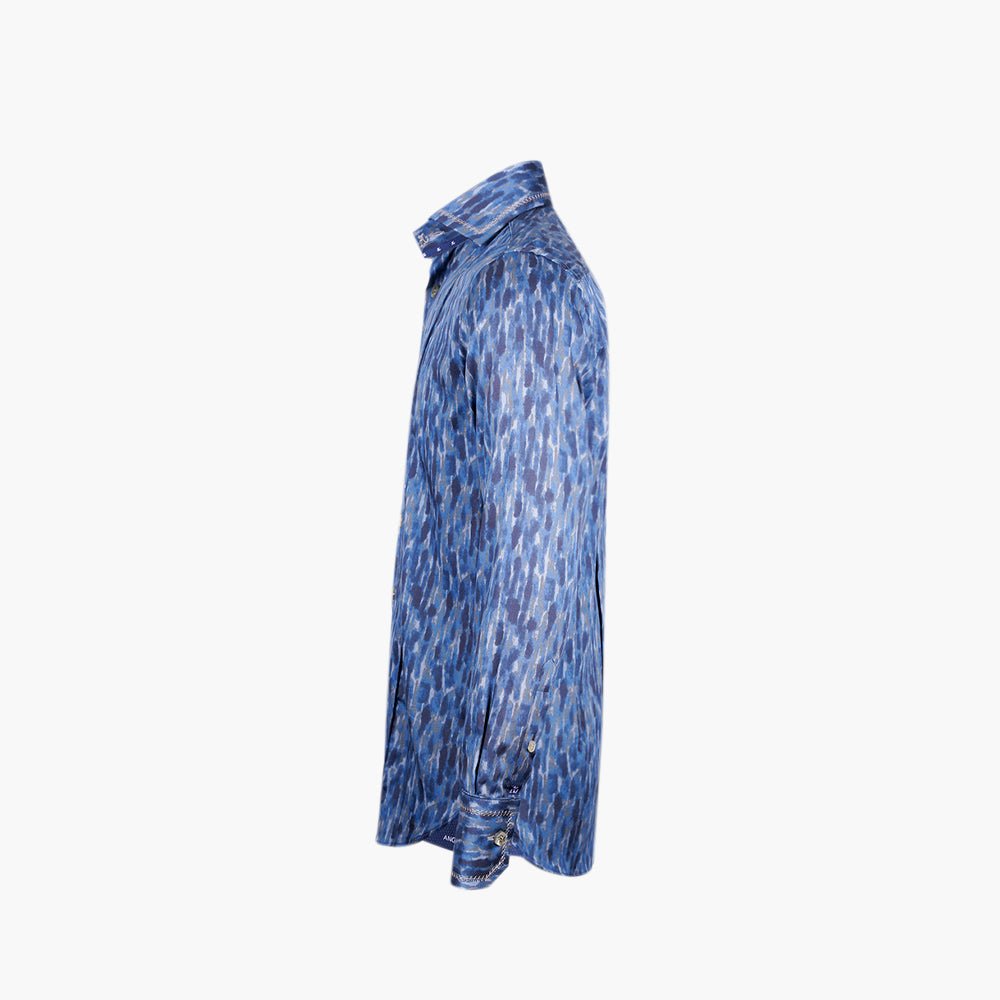 Angelo Galasso Blue Monport Mason Shirt - Angelo Galasso - Luxury Italian Menswear London