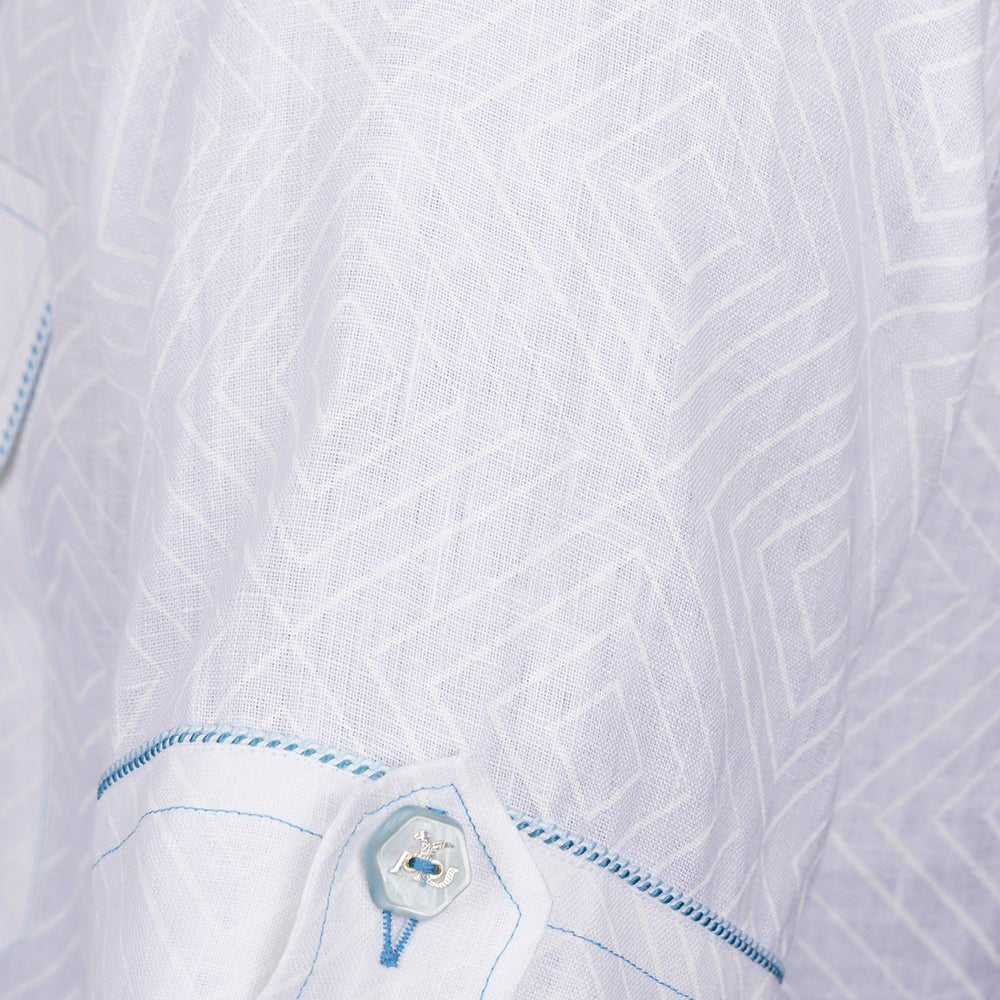 White & Light Blue Short Sleeves Portofino Shirt - Angelo Galasso - Luxury Italian Menswear London