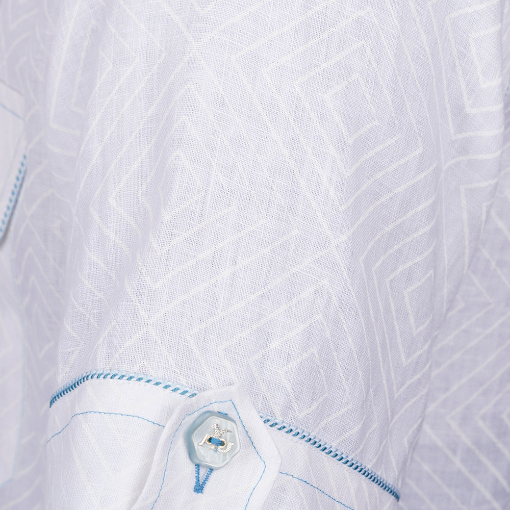 White & Light Blue Short Sleeves Portofino Shirt - AG25S1HAS06