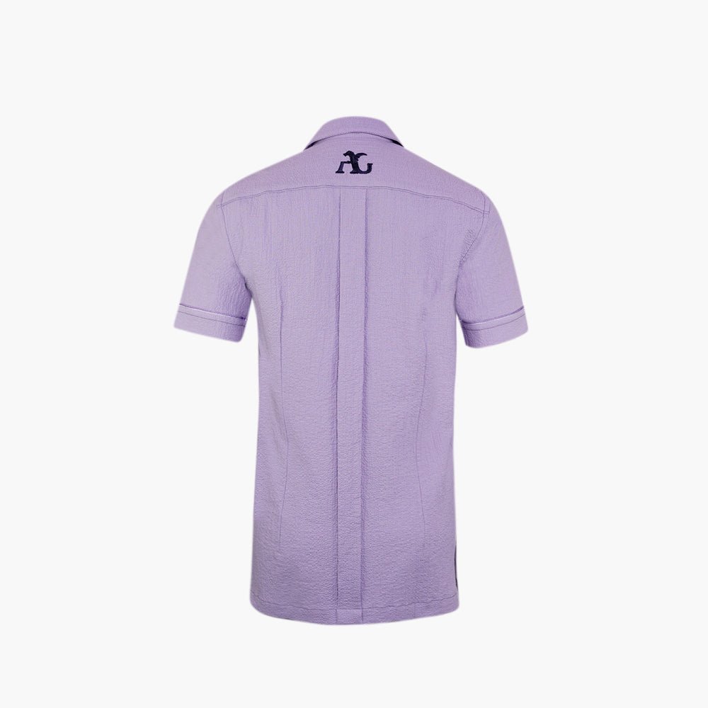 Lilac Short Sleeves Bowling Shirt - Angelo Galasso - Luxury Italian Menswear London