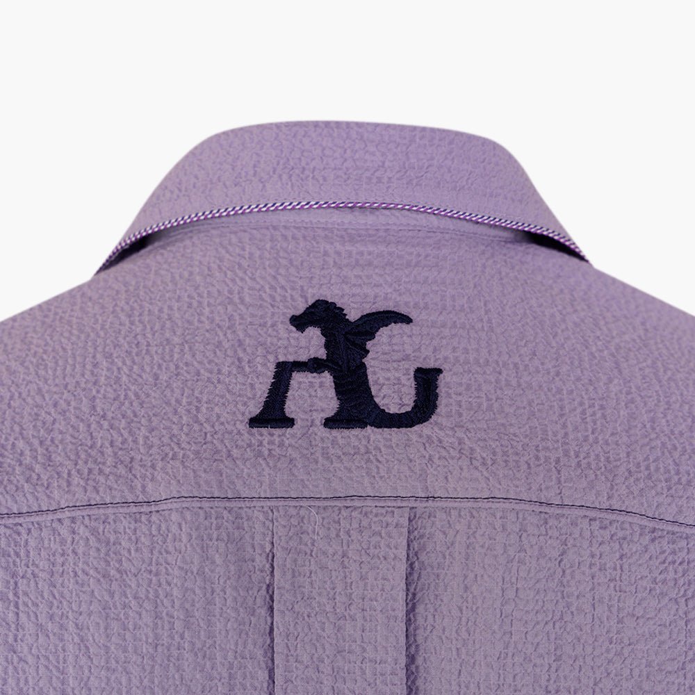 Lilac Short Sleeves Bowling Shirt - Angelo Galasso - Luxury Italian Menswear London