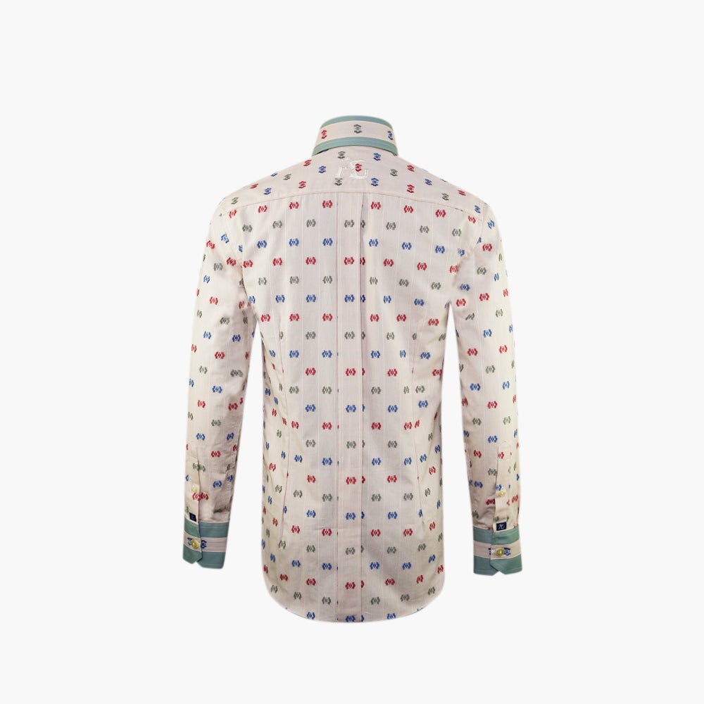 Beige & Olive Green Fil Coupe Mason Shirt - Angelo Galasso - Luxury Italian Menswear London