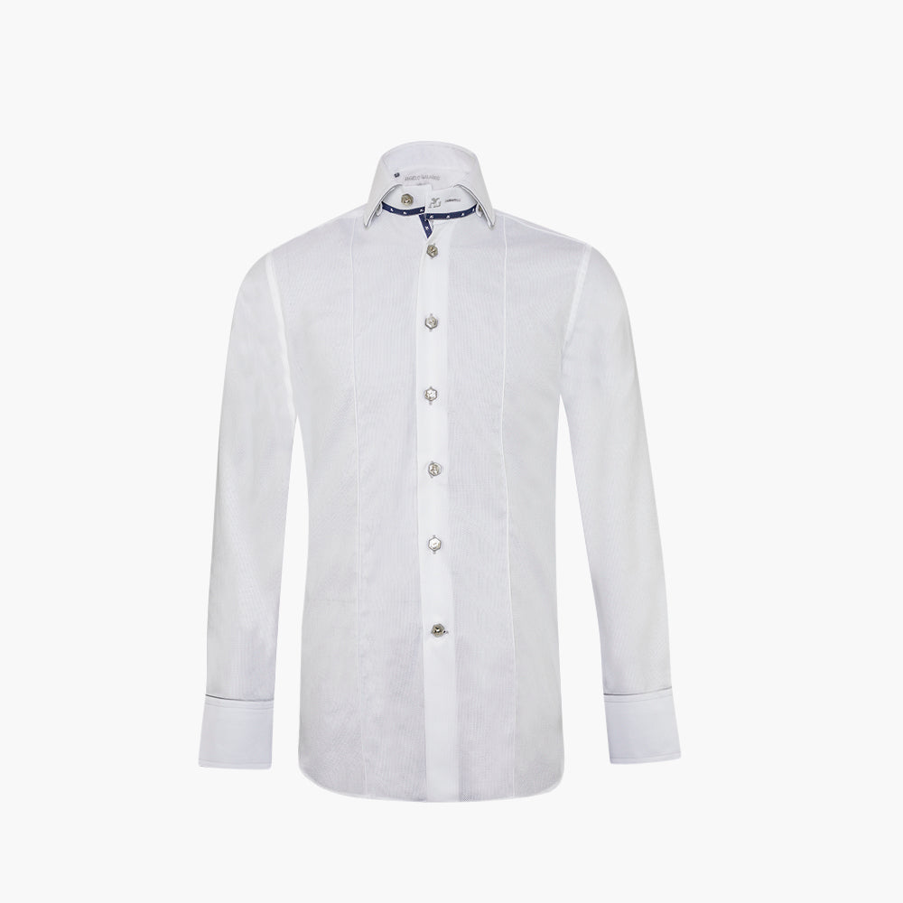 White & Grey Piping Mason Shirt- AG25S1HAS10