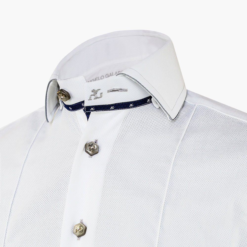 White & Grey Piping Mason Shirt - Angelo Galasso - Luxury Italian Menswear London