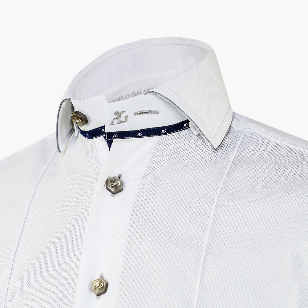 White & Grey Piping Mason Shirt- AG25S1HAS10