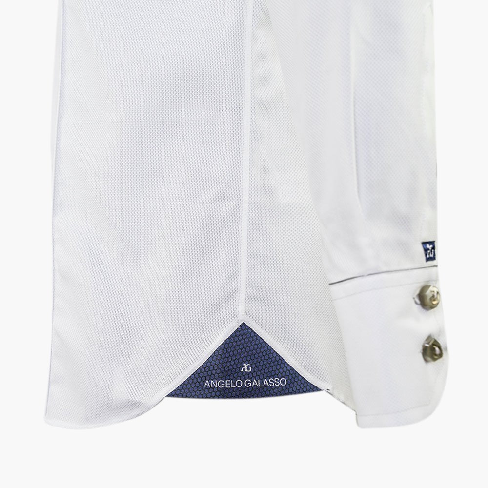 White & Grey Piping Mason Shirt - Angelo Galasso - Luxury Italian Menswear London