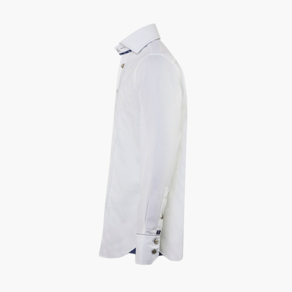 White & Grey Piping Mason Shirt - Angelo Galasso - Luxury Italian Menswear London