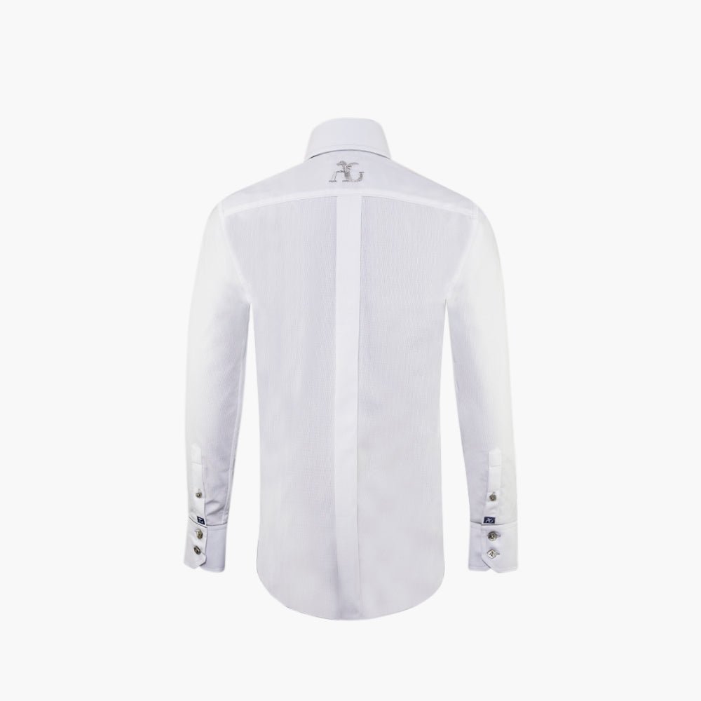 White & Grey Piping Mason Shirt - Angelo Galasso - Luxury Italian Menswear London