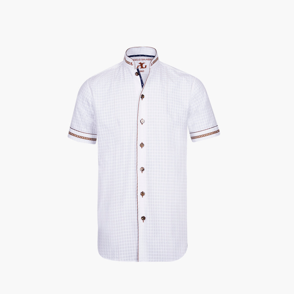 White & Brown Mao Tyrolese Shirt - AG25S1HAS11