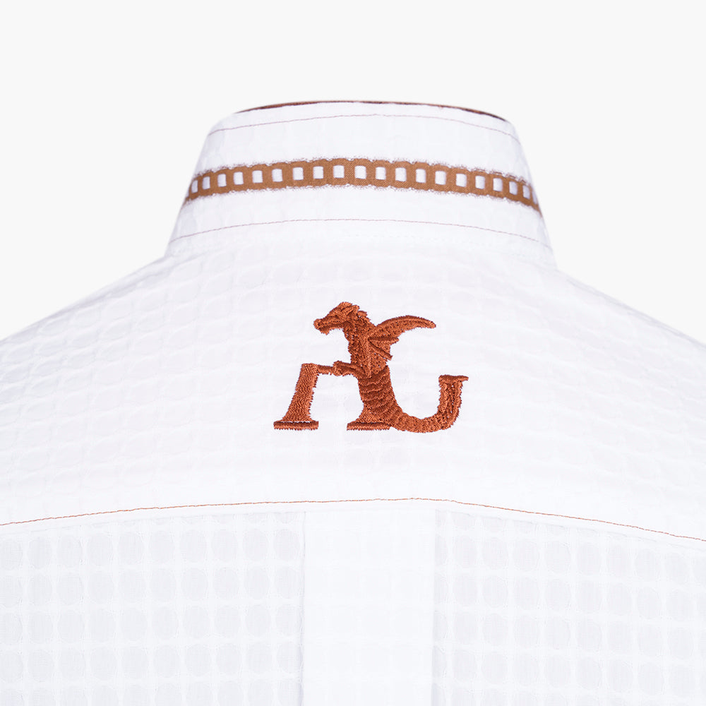 White & Brown Mao Tyrolese Shirt - AG25S1HAS11