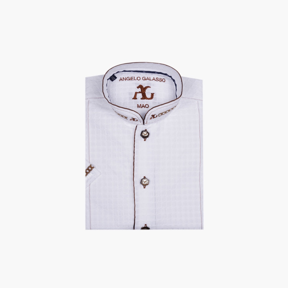 White & Brown Mao Tyrolese Shirt - AG25S1HAS11