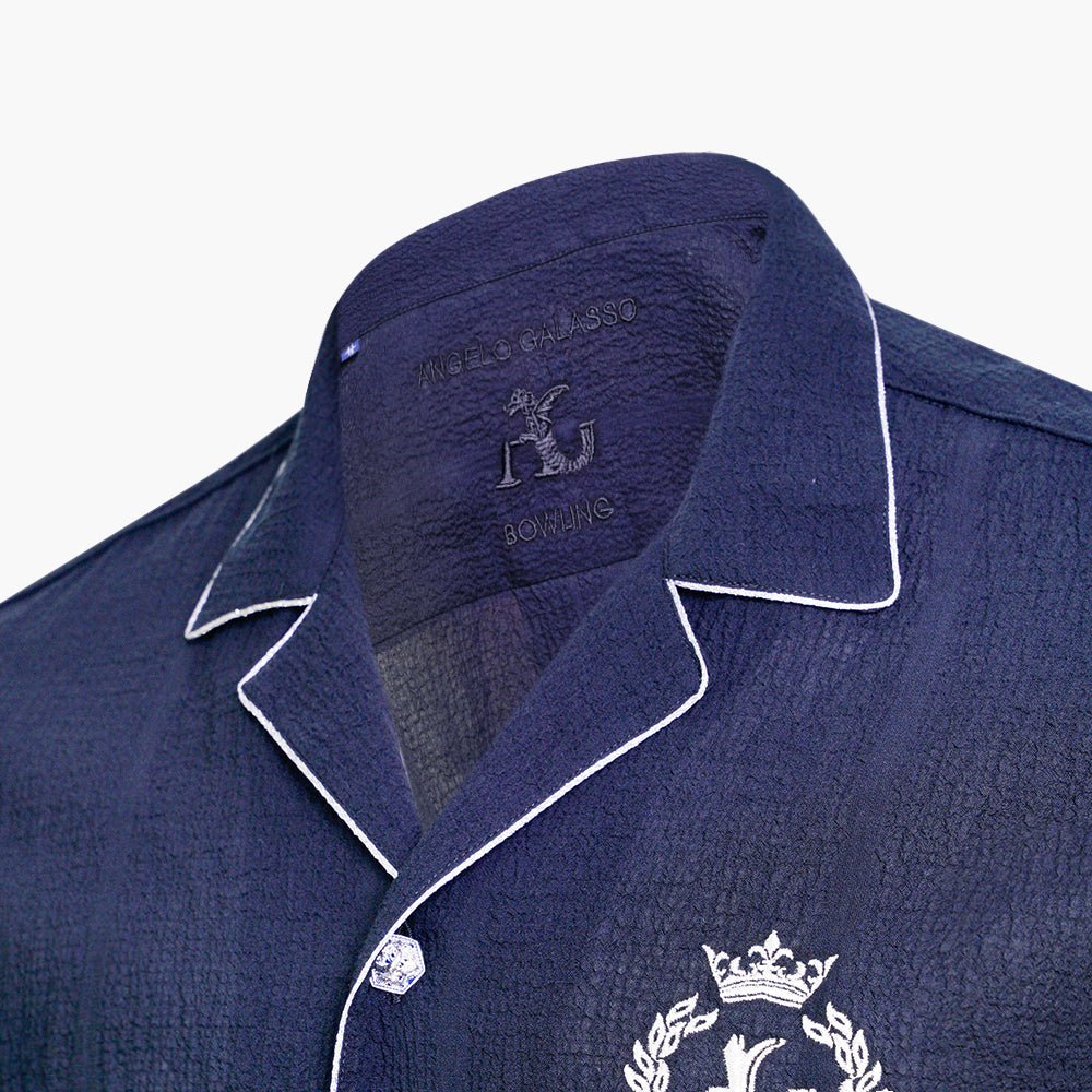 Angelo Galasso Black & Silver Bowling Shirt - Angelo Galasso - Luxury Italian Menswear London