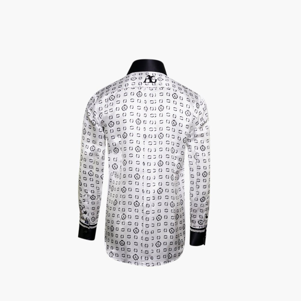 White & Grey AG Alloro Silk Shirt - Angelo Galasso - Luxury Italian Menswear London