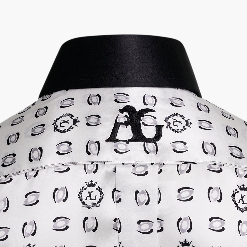 White & Grey AG Alloro Silk Shirt - Angelo Galasso - Luxury Italian Menswear London